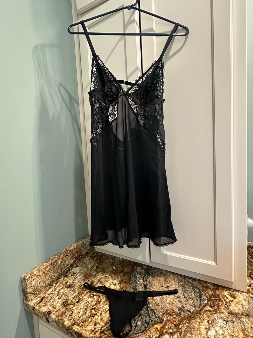 Black Lace Trim Babydoll Chemise - Women Intimates
